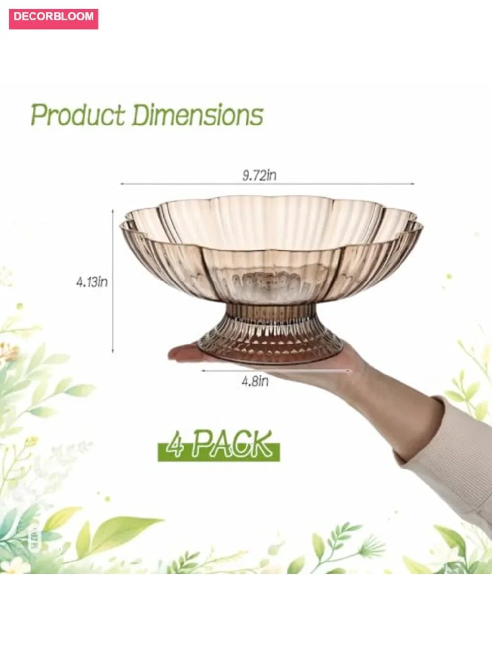 4 Plastic Compote Pedestal Flower Vases for Wedding Centerpieces 9.72